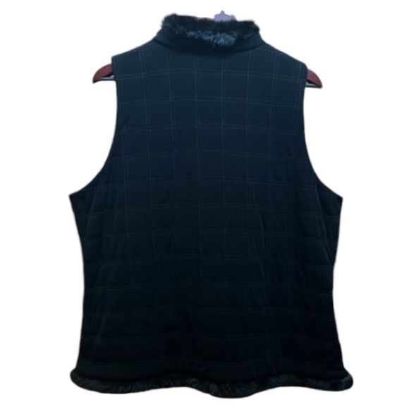 Chicos Faux Fur Traveler Trim Vest Quilted 4 hook/eye front closures Sz. 3=XL/16 - Picture 5 of 16